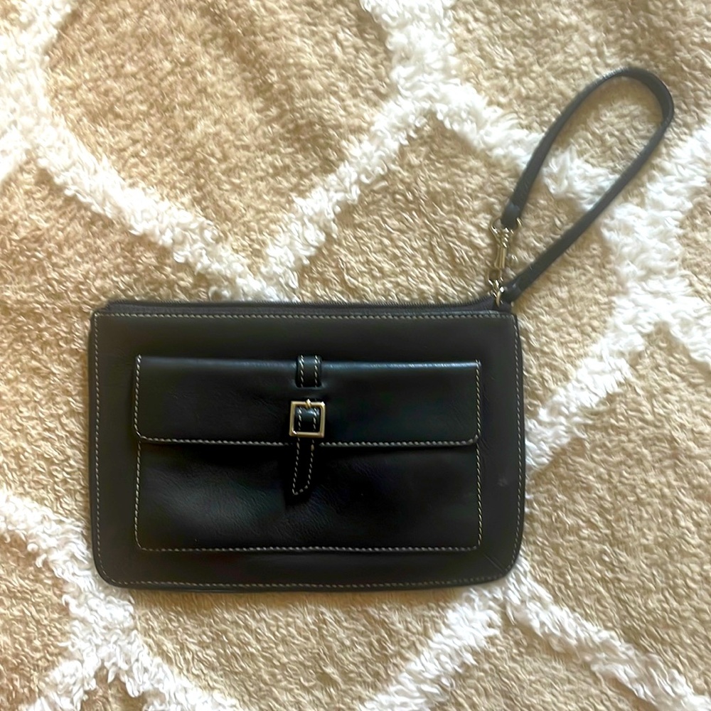 LOFT leather black wristlet